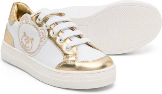 Moschino Kids Teddy Bear-motif leather sneakers White