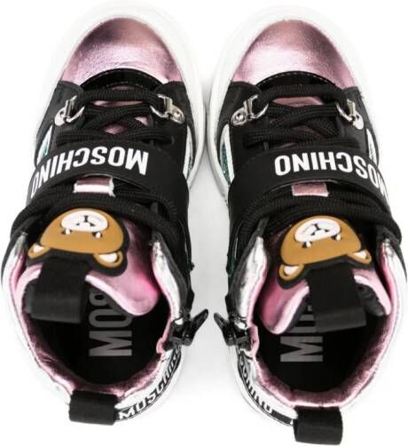 Moschino Kids Teddy Bear-motif panelled sneakers Black