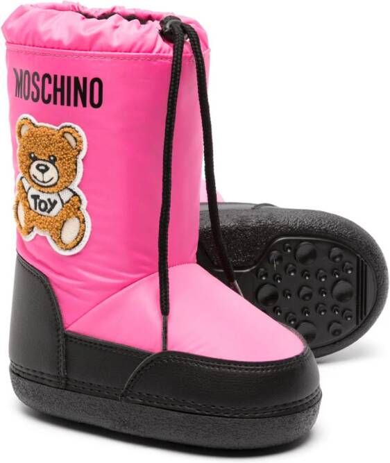 Moschino Kids Teddy Bear leather pre-walker shoes - Pink