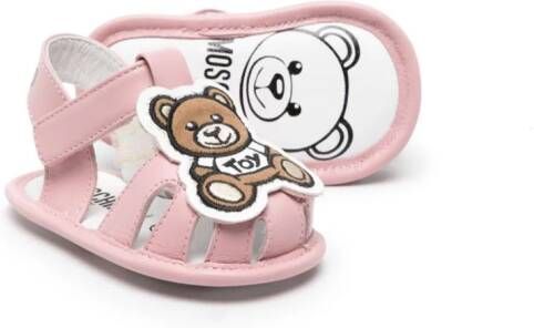 Moschino Kids Teddy Bear-patch leather sandals Pink