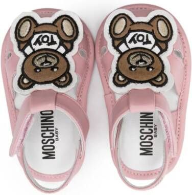 Moschino Kids Teddy Bear-patch leather sandals Pink