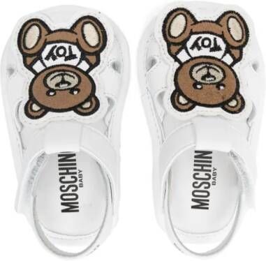 Moschino Kids Teddy Bear-patch leather sandals White