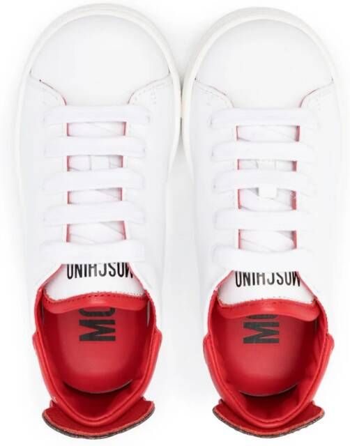 Moschino Kids Teddy Bear patch leather sneakers White