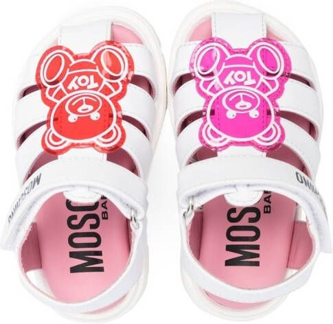 Moschino Kids teddy bear-patch sandals White