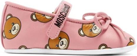 Moschino Kids Teddy Bear print ballerinas Pink