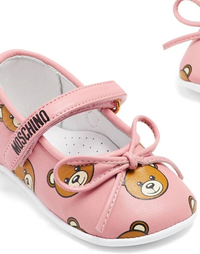 Moschino Kids Teddy Bear print ballerinas Pink