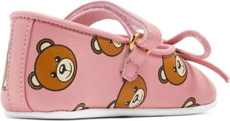 Moschino Kids Teddy Bear print ballerinas Pink