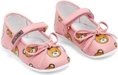 Moschino Kids Teddy Bear print ballerinas Pink