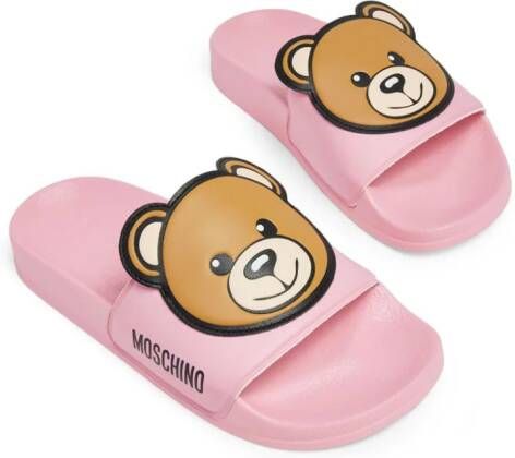 Moschino Kids Teddy Bear slippers Pink