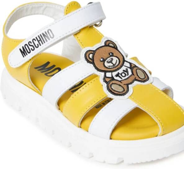 Moschino Kids Teddy Bear touch-strap leather sandals Yellow