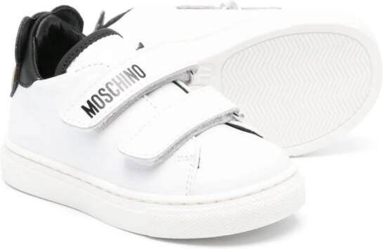 Moschino Kids Teddy Bear touch-strap leather sneakers White