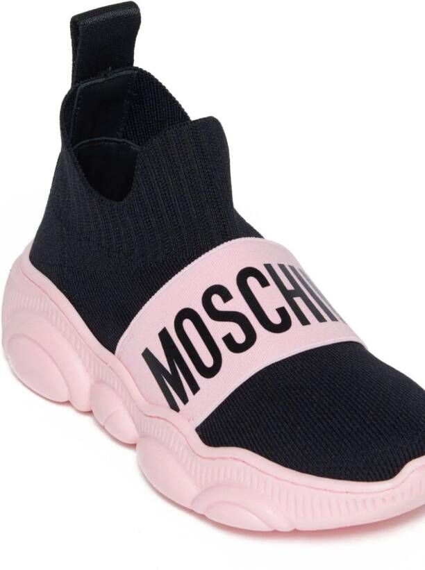 Moschino Kids Teddy logo-print sock sneakers Black