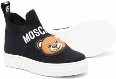 Moschino Kids Teddy patch high sock sneakers Black