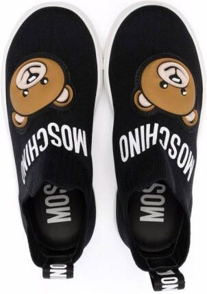 Moschino Kids Teddy patch high sock sneakers Black
