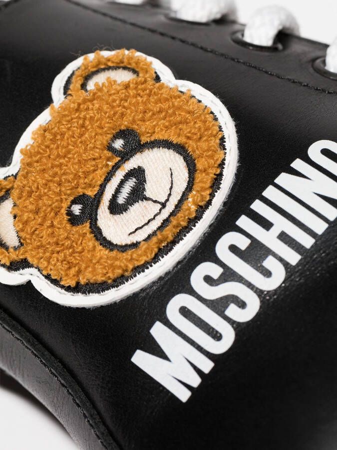 Moschino Kids Teddy patch lace-up boots Black