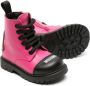 Moschino Kids Teddy-patch leather combat boots Pink - Thumbnail 2