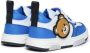 Moschino Kids Teddy-patch leather sneakers Blue - Thumbnail 3