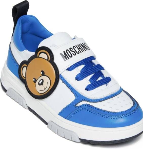 Moschino Kids Teddy-patch leather sneakers White