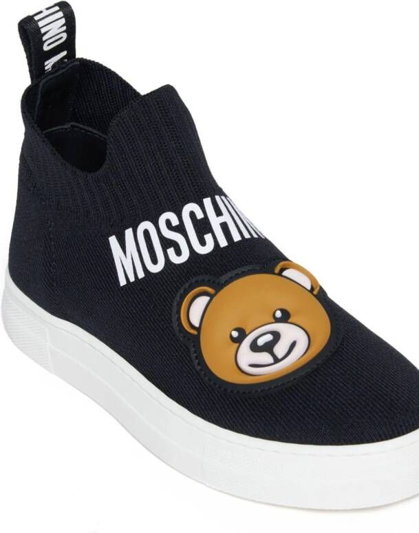 Moschino Kids Teddy-patch sock-style sneakers Black