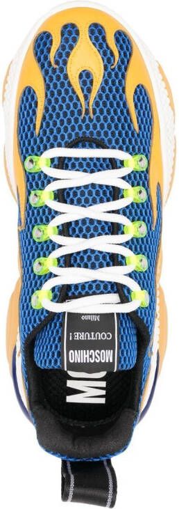 Moschino lace-up flame sneakers Blue