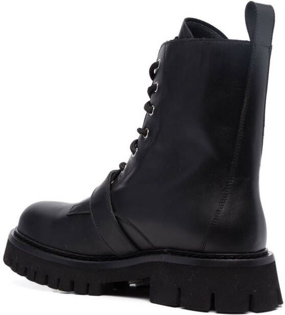Moschino lace-up leather ankle boots Black