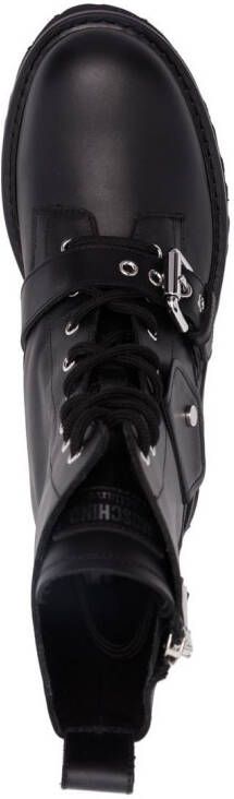 Moschino lace-up leather ankle boots Black