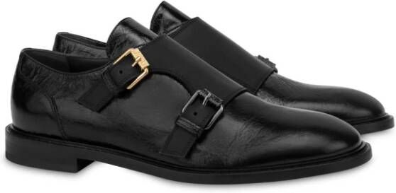 Moschino leather monk shoes Black