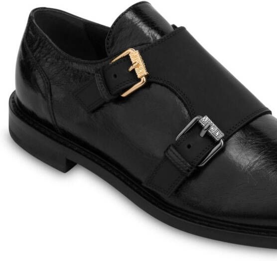 Moschino leather monk shoes Black