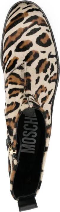 Moschino leopard-print leather boots Brown