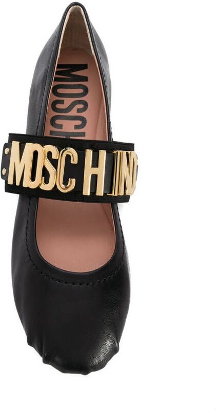 Moschino lettering logo ballerina shoes Black