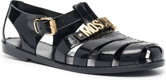 Moschino lettering logo jelly sandals Black