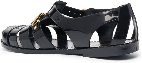 Moschino lettering logo jelly sandals Black