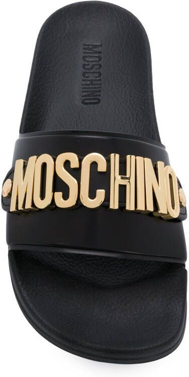 Moschino lettering logo slides Black