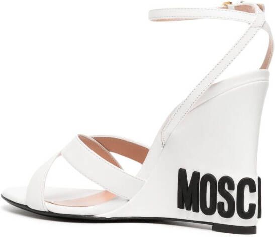 Moschino logo 90mm wedge-heel sandals White