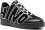 Moschino logo-appliqué leather sneakers Black - Thumbnail 2