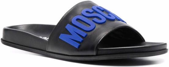 Moschino logo-applique slides Black