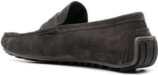 Moschino logo-appliqué suede loafers Black