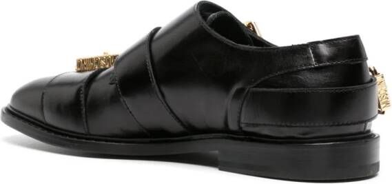 Moschino logo-buckle leather monk shoes Black