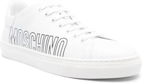 Moschino logo-debossed leather sneakers White