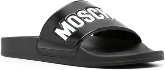 Moschino logo-debossed open-toe slides Black