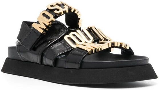 Moschino logo-detail leather sandals Black