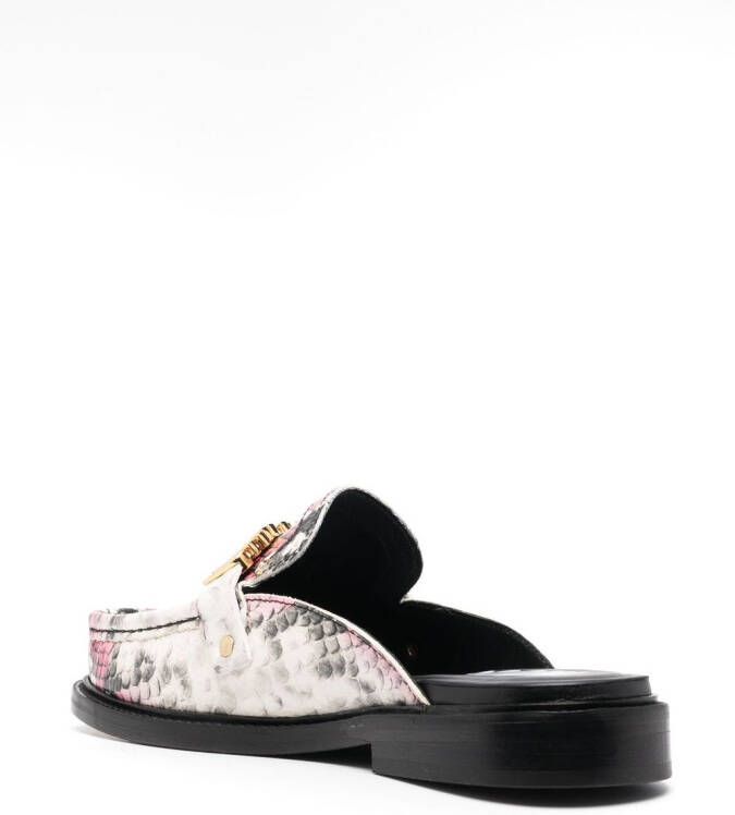 Moschino logo-detail snakeskin-effect loafers White