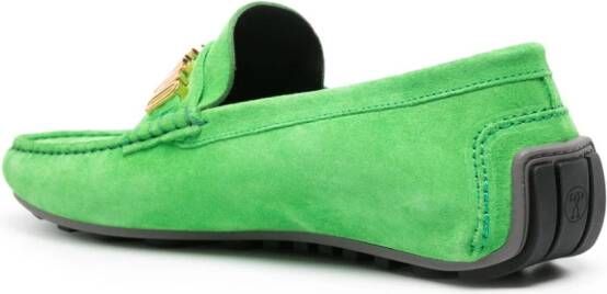 Moschino logo-embellished suede loafers Green