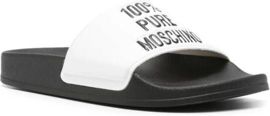 Moschino logo-embossed faux-leather slides White