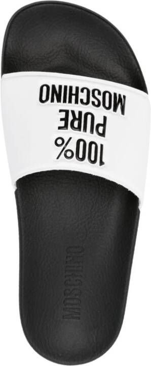 Moschino logo-embossed faux-leather slides White