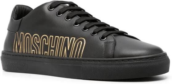 Moschino logo-debossed leather sneakers Black