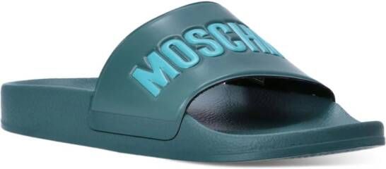 Moschino logo-embossed moulded-footbed slides Blue