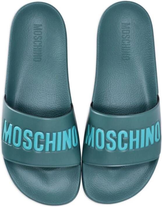 Moschino logo-embossed moulded-footbed slides Blue