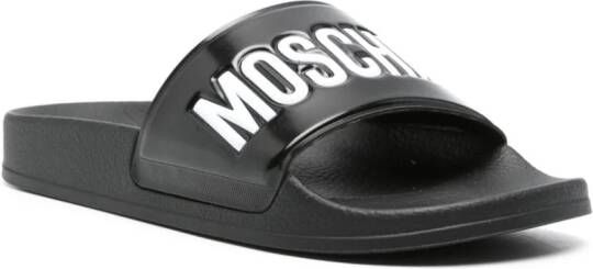 Moschino logo-embossed slides Black