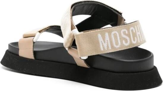 Moschino logo-embroidered double-strap sandals Black